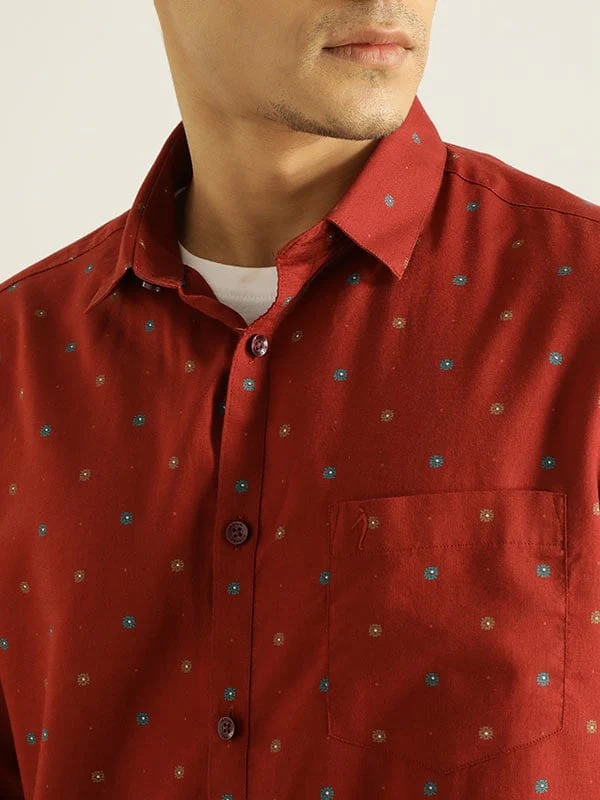 Indian Terrain Men All Over Print Red Shirt